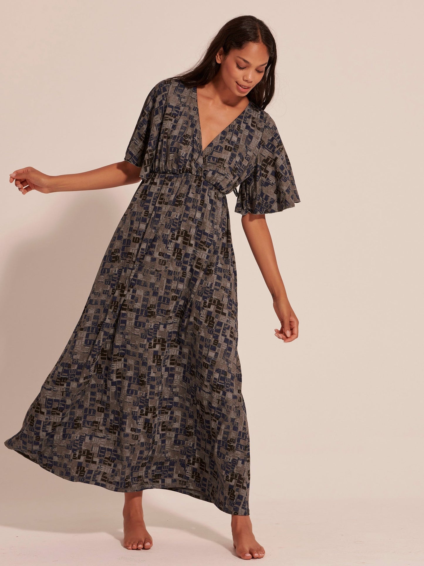 Mάξι φόρεμα με γεωμετρικό print